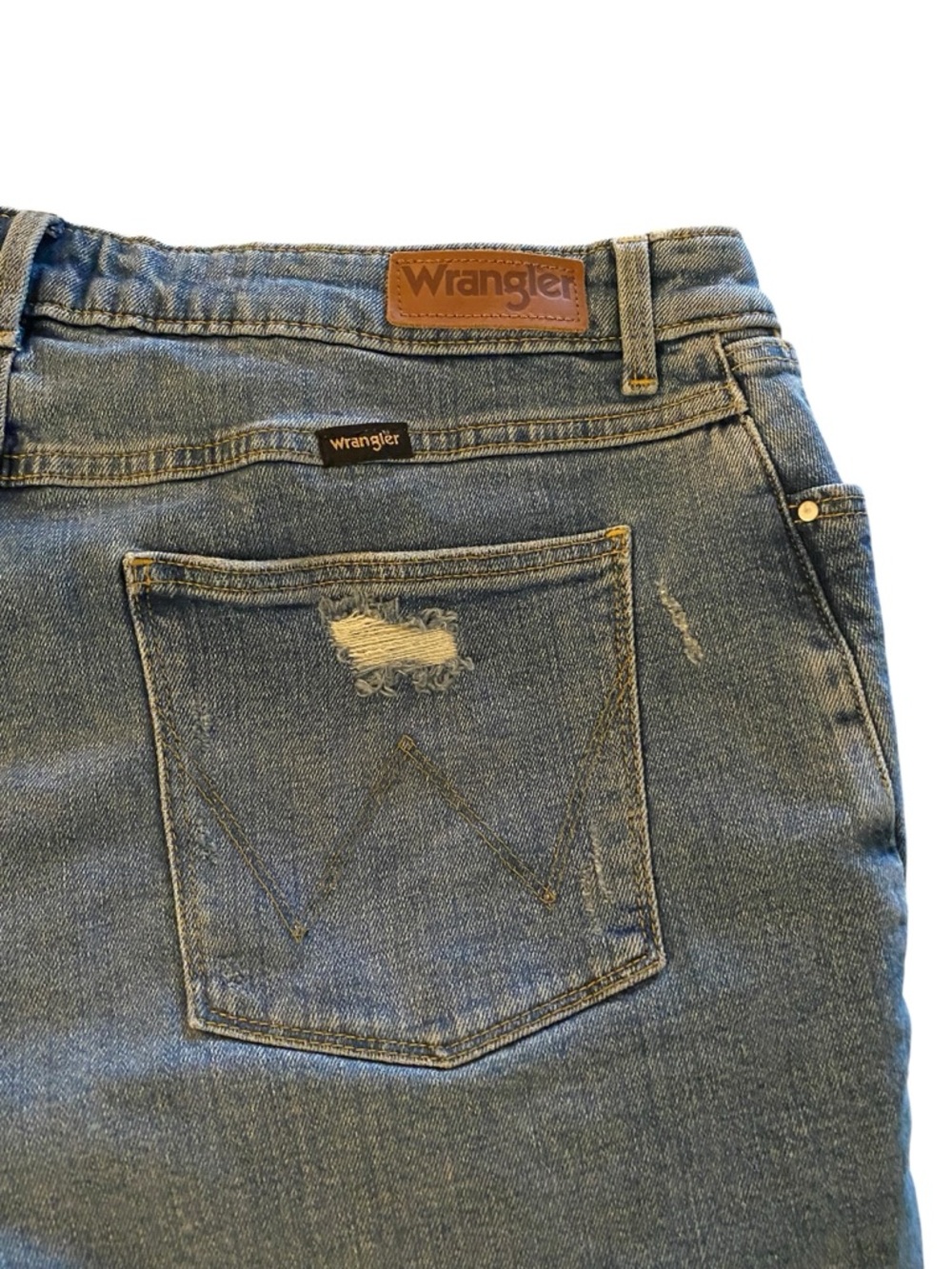 Wrangler Distressed Denim Cutoff Shorts boho western wear summer festival cotton - Picture 5 of 7